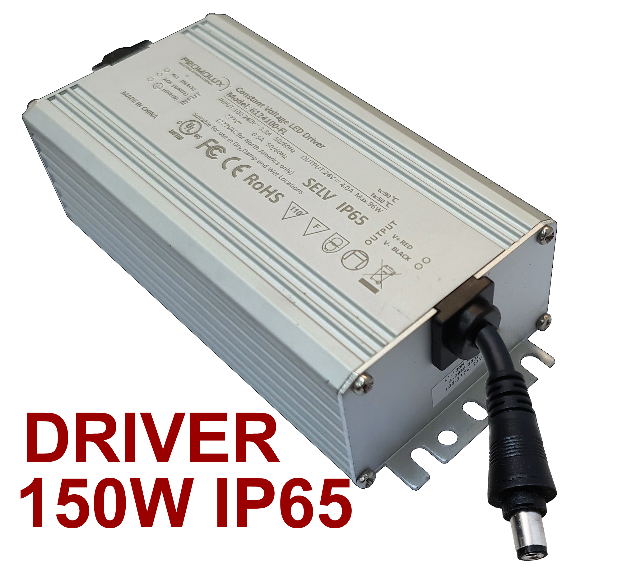 DRIVER PROMOLUX 24V 150W IP65 CONECTOR MACHO DC5 1000mm CABLE