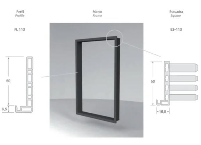 PERFIL PLANO PVC RÍGIDO NEGRO PARA MARCO PUERTA 3 METROS