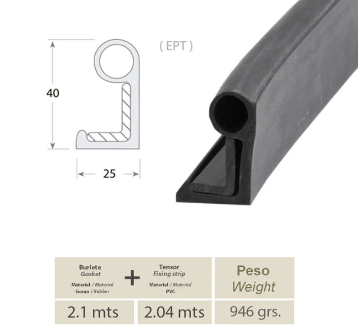 BURLETE 3530 BAJO PUERTA CÁMARA FRIGORÍFICA 2,1M+2,04